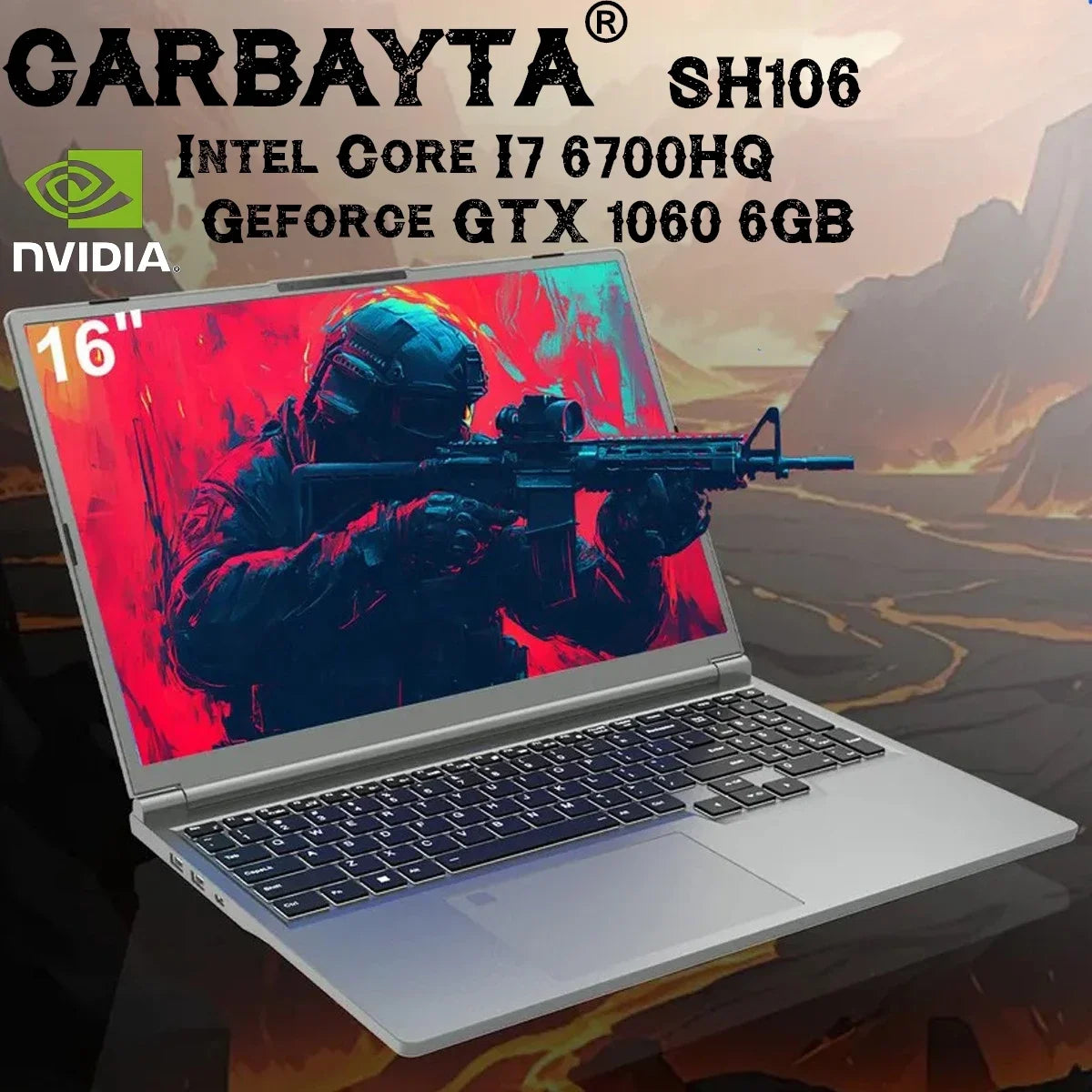 16" Gaming Laptop intel Core i7-6700HQ GTX 1060 6GB Notebook PC IPS 1920*1200 Ram 16GB 512GB 1TB SSD Windows 11 Pro Laptop Gamer