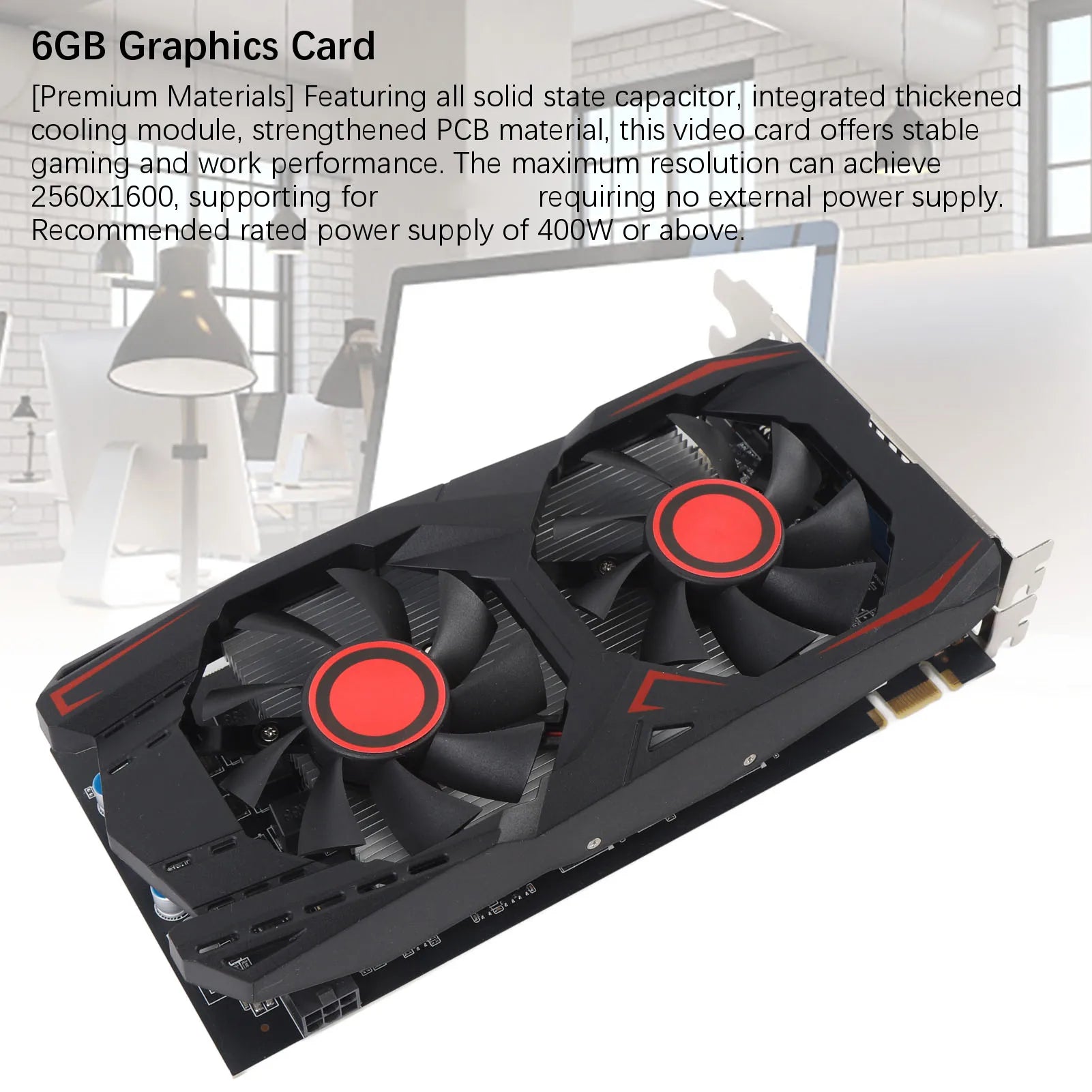 Graphics Card 6GB GDDR5 192-bit Dual Fan PCIe 2.0 x16 Slot Supports DVI, VGA, HD Multimedia Interfaces Gaming Graphics Card
