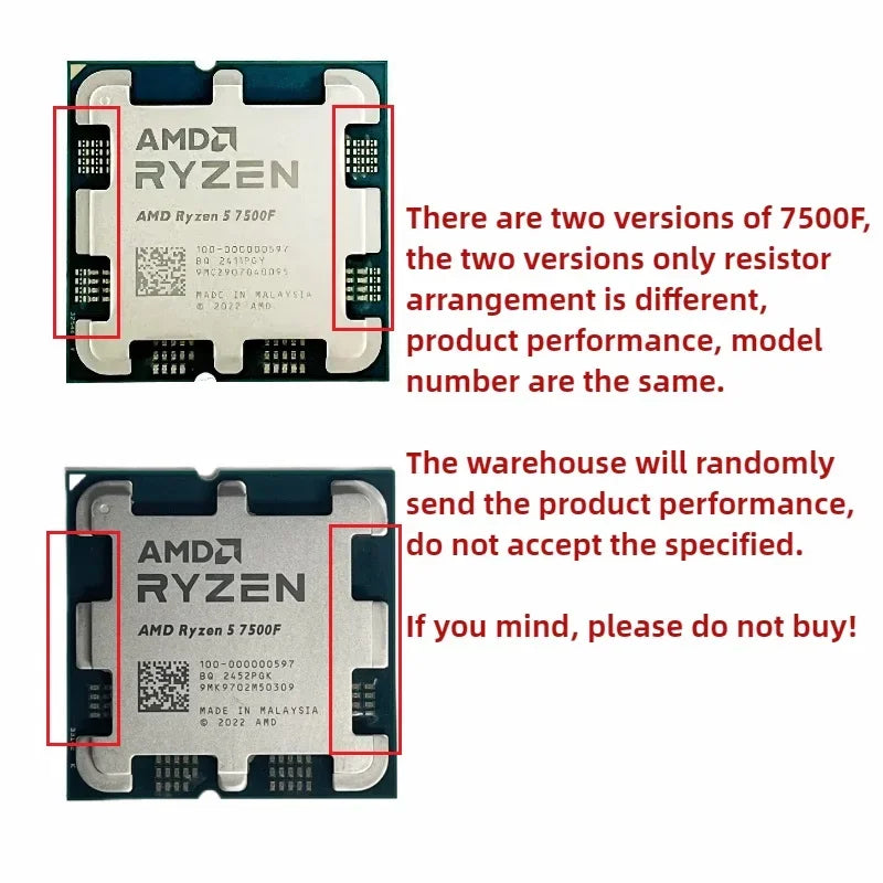 AMD Ryzen 5 7500F R5 7500F CPU Ryzen Processor 6 Core 12 Thread 65W 5nm Socket AM5 Procesador 라이젠 процессор PC Gamer Desktop