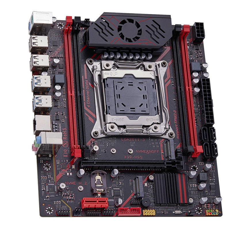 QIYIDA X99 motherboard TPM 2.0Interface LGA 2011 3 with NVME NGFF M.2 Support 4 channels X99 C612chip DDR4 Memory SATA3.0 USB3.0